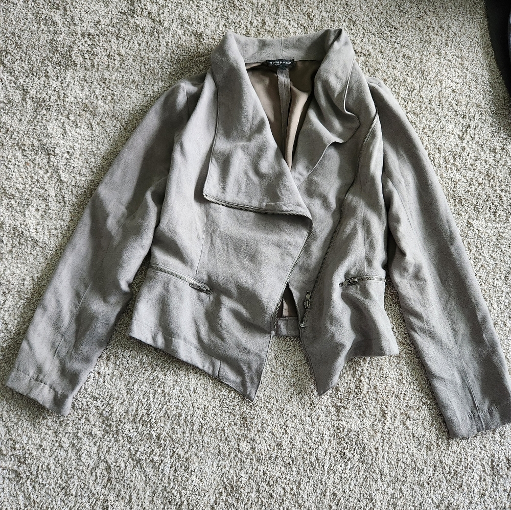 Gray Seude Moto-style Jacket